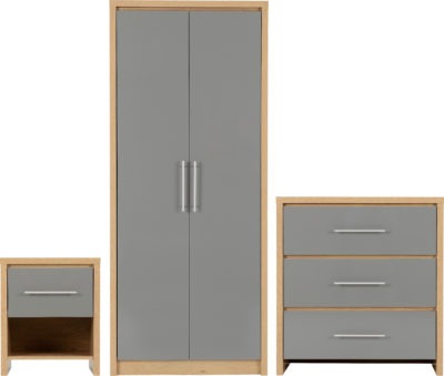 Seville Bedroom Set
Grey High Gloss/Light Oak Effect Veneer