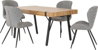 Treviso Dining Set with Quebec Chairs
Light Oak Effect/Black/Grey Faux Leather