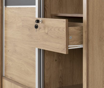 Charles 2 Door Sliding Wardrobe
Oak Effect Veneer with Walnut Trim