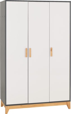 Cleveland 3 Door Wardrobe
White/Grey Metal Effect
