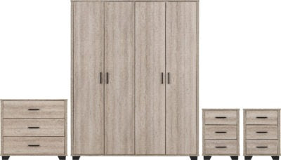 Oliver 4 Door Wardrobe Bedroom Set
Light Oak Effect