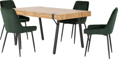 Treviso Dining Set with Avery Chairs
Light Oak Effect/Black/Emerald Green Velvet